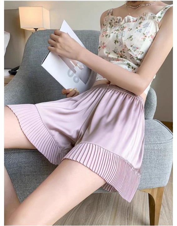 Pants anti-glare female summer can be worn outside the thin section of breathable loose ice silk bottoms shorts ruffled lace does not roll edge