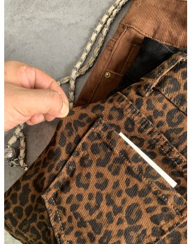 Double-button fashionable fashionable leopard print spicy girl denim shorts female fall new Slim stretch versatile hot pants