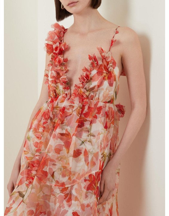New spring and summer strapless V-neck women's halter print fairy long temperament evening dresses