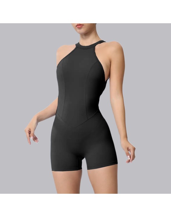 New tight sports quick dry jumpsuit peach butt outdoor running fitness jumpsuit backless one-piece yoga clothing