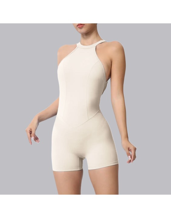 New tight sports quick dry jumpsuit peach butt outdoor running fitness jumpsuit backless one-piece yoga clothing