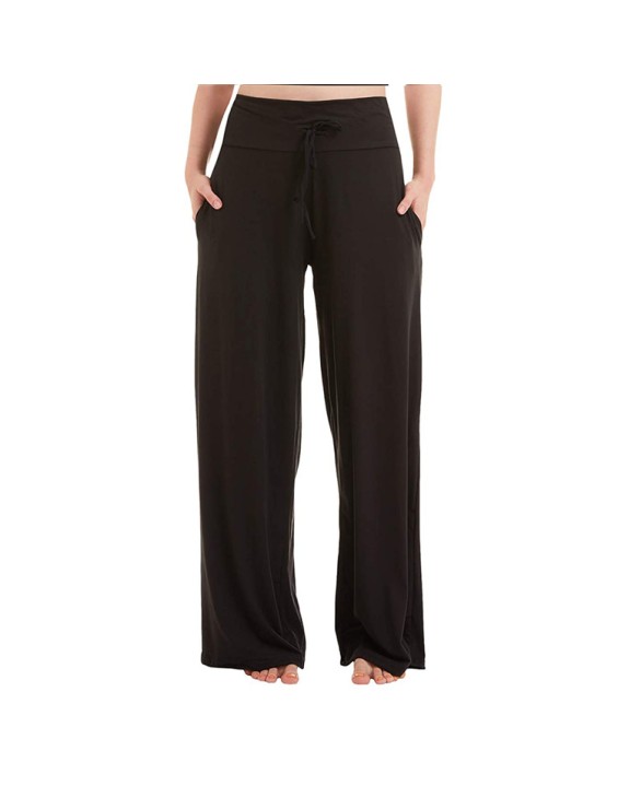 Summer new high-waisted drawstring straight sports pants loose yoga pants side pockets casual wide-legged pants
