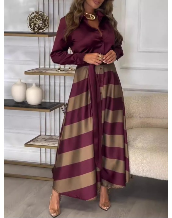 Autumn and winter new Europe and the United States trend of fashion long-sleeved ladies shirt dress suit