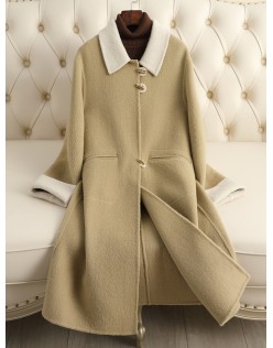 Fall and winter new double-sided tweed cashmere coat women in long fashion loose wool tweed jacket