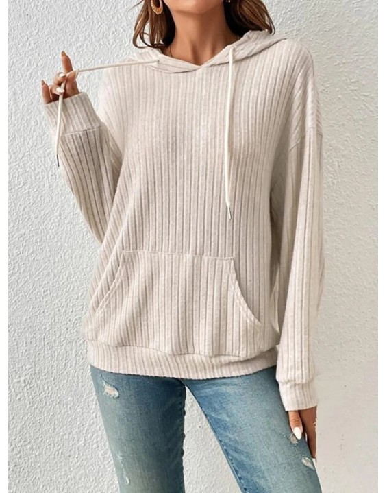 2024 Spring and Autumn New Solid Color Retro Fashion Hoodie Versatile Loose and Premium Women's Hoodie