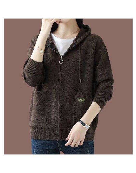 [Special Offers] Hooded sweater cardigan jacket for women's autumn wear 2024 new style fashionable outer zipper hooded knitted sweater top
