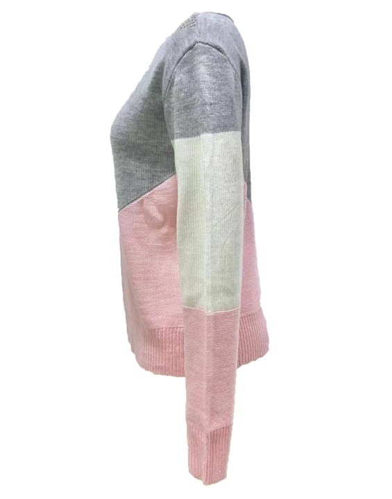 [Special Offers]Sweater autumn winter contrasting round neck pullover with hollow out slim fit long sleeved thin design