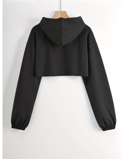 [Special Offers] Thin hooded short sleeved jacket with exposed belly button, sports hoodie