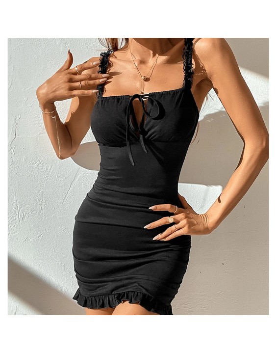 2024 sexy hollow out hip hugging skirt lace camisole temperament dress pullover short skirt