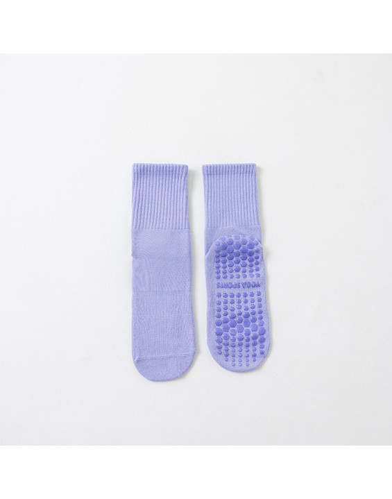 Yoga socks, mid tube socks, pure cotton anti slip silicone indoor fitness Pilates women's long socks, sports socks