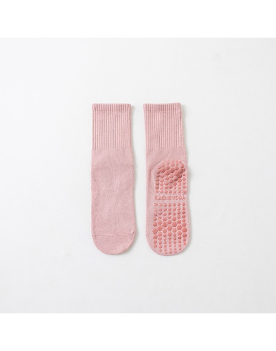 Yoga socks, mid tube socks, pure cotton anti slip silicone indoor fitness Pilates women's long socks, sports socks