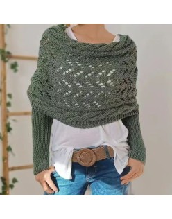 [Special Offers] Autumn and winter Meilun shawl knitted with a high-end feel, hollowed out and elongated double sleeves, draped over women's shoulders