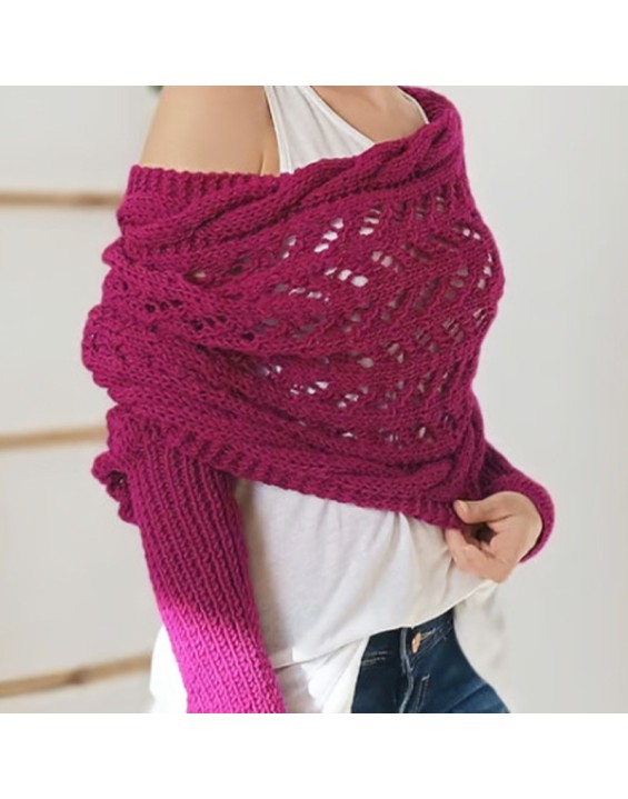 [Special Offers] Autumn and winter Meilun shawl knitted with a high-end feel, hollowed out and elongated double sleeves, draped over women's shoulders