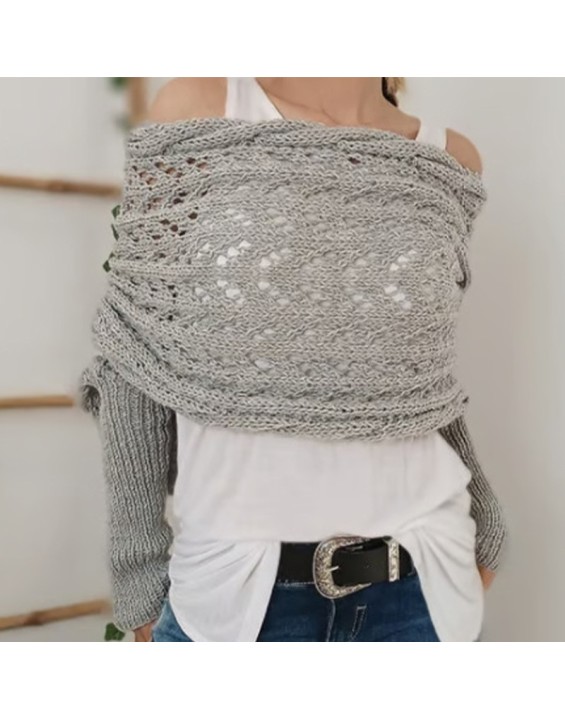 [Special Offers] Autumn and winter Meilun shawl knitted with a high-end feel, hollowed out and elongated double sleeves, draped over women's shoulders