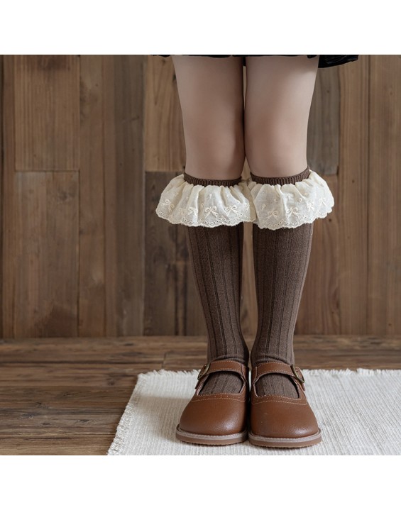 Retro Princess lace socks autumn and winter lace Lolita children's long cotton socks