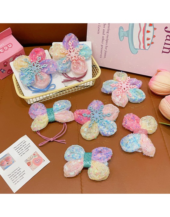 Colorful sequins cute sun flower hair rope ponytail rubber band
