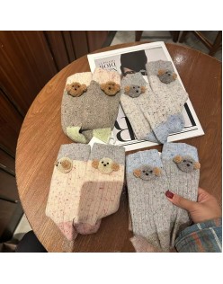 New wool warm padded Teddy dog doll socks in autumn and winter