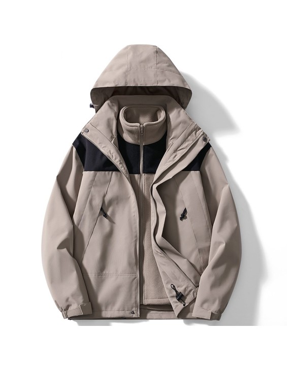 Outdoor assault suit, women's three in one detachable jacket, autumn and winter plush and thick windproof mountaineering suit
