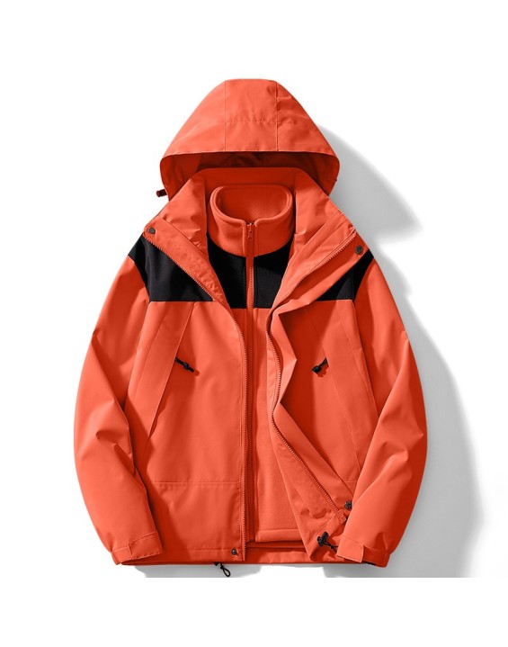 Outdoor assault suit, women's three in one detachable jacket, autumn and winter plush and thick windproof mountaineering suit