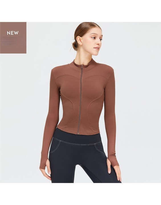 Autumn and winter new zippered long sleeved yoga jacket, quick drying and slimming yoga suit, women's running, fitness and sports top
