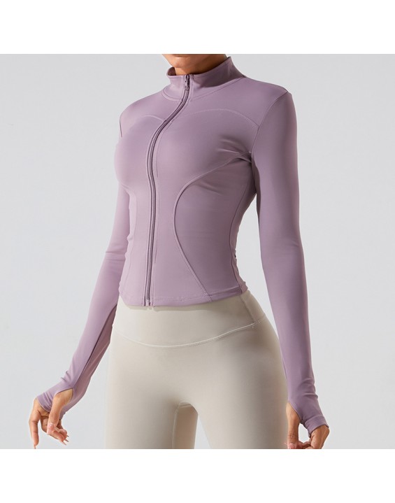 Autumn and winter new zippered long sleeved yoga jacket, quick drying and slimming yoga suit, women's running, fitness and sports top