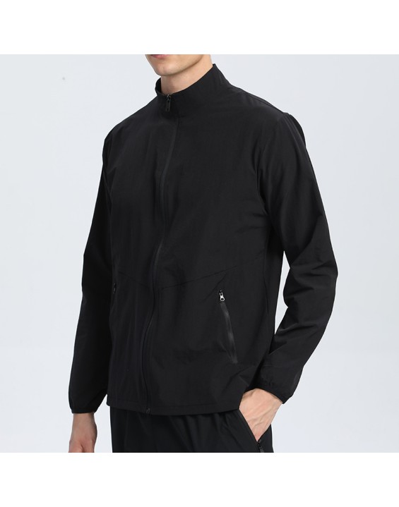 Leisure sports jacket, outdoor mountain climbing stand up collar cardigan, zippered solid color running and fitness suit, quick drying long sleeved top