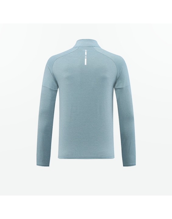 Men's long sleeved quick drying clothes, outdoor fitness training clothes, high elasticity semi open zipper sports T-shirt, running shirt