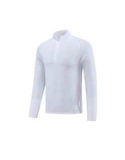 Men's long sleeved quick drying clothes, outdoor fitness training clothes, high elasticity semi open zipper sports T-shirt, running shirt