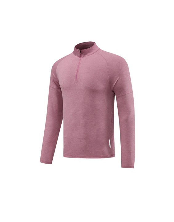 Men's long sleeved quick drying clothes, outdoor fitness training clothes, high elasticity semi open zipper sports T-shirt, running shirt