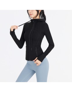Autumn/Winter Yoga Suit Women's Hooded Jacket Sports Quick Drying Coat Slim Fit Long sleeved Sports Suit Top Equipment Fitness Suit