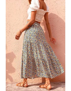 2024 New Floral High Waist A-Line Pleated Chiffon Half-Body Skirt