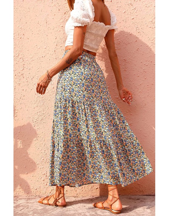 2024 New Floral High Waist A-Line Pleated Chiffon Half-Body Skirt