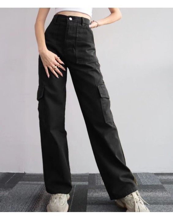 2024 new versatile casual pants mid-waist three-dimensional pockets pants waisted workers Dress Pants