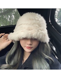 Plush cap female fall and winter new warm rabbit hair cap Japanese big head circumference furry hat