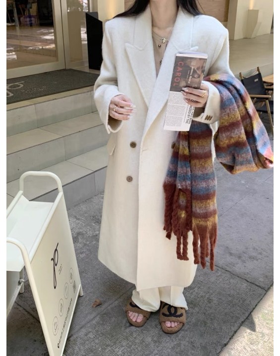 Feeling loose and elegant, shoulder length suit, retro wool coat, niche French medium length women's coat