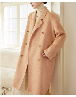Autumn and winter high-end cocoon shaped double-sided woolen coat, women's simple temperament, long loose wool coat