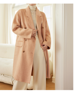 Autumn and winter high-end cocoon shaped double-sided woolen coat, women's simple temperament, long loose wool coat