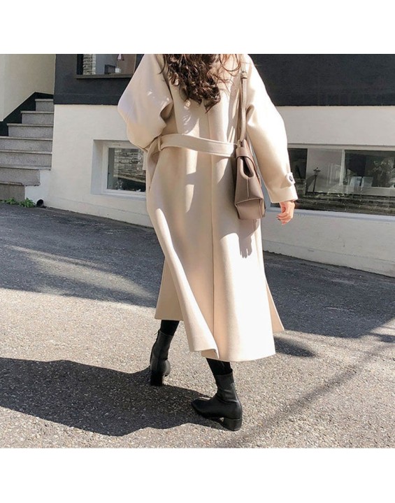 Cotton Thickened 2024 Winter Korean Edition Medium Length Loose and Slimming Woolen Coat Women's Autumn Woolen Coat