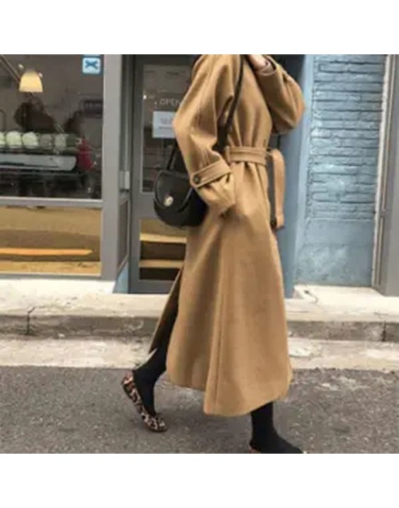 Cotton Thickened 2024 Winter Korean Edition Medium Length Loose and Slimming Woolen Coat Women's Autumn Woolen Coat