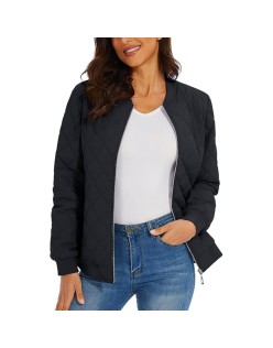 Jacket fashion solid color round neck long sleeve zipper casual commuter jacket women