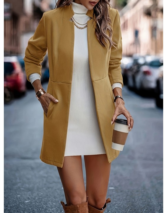 Women's elegant and simple commuting in autumn and winter thickened long-sleeved double-sided tweed coat woman