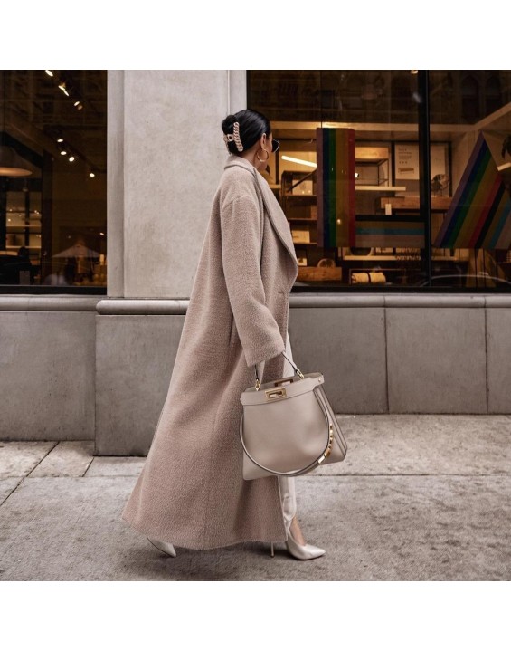 Warm coat in autumn and winter Long sleeve lapel women's plush coat women's coat