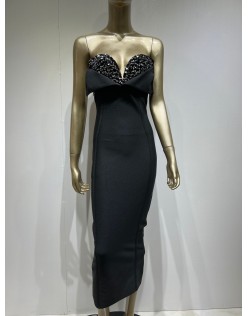 Hot New Bandage Dress Fashion Elegant Black Sequins Sheath Long Party Dresses