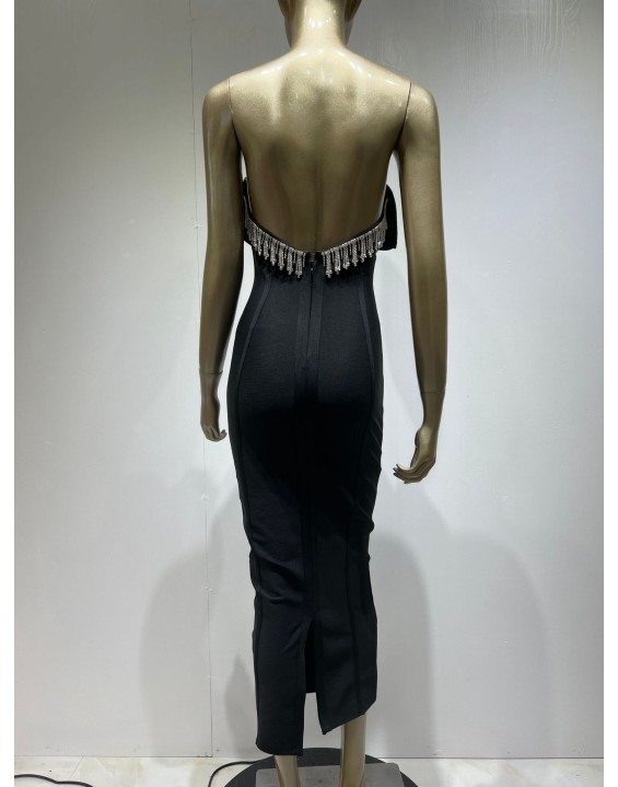 Hot New Bandage Dress Fashion Elegant Black Sequins Sheath Long Party Dresses