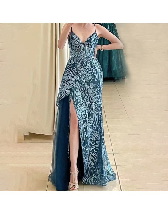 New three-dimensional positioning floral dress long banquet temperament slim slimming evening dress