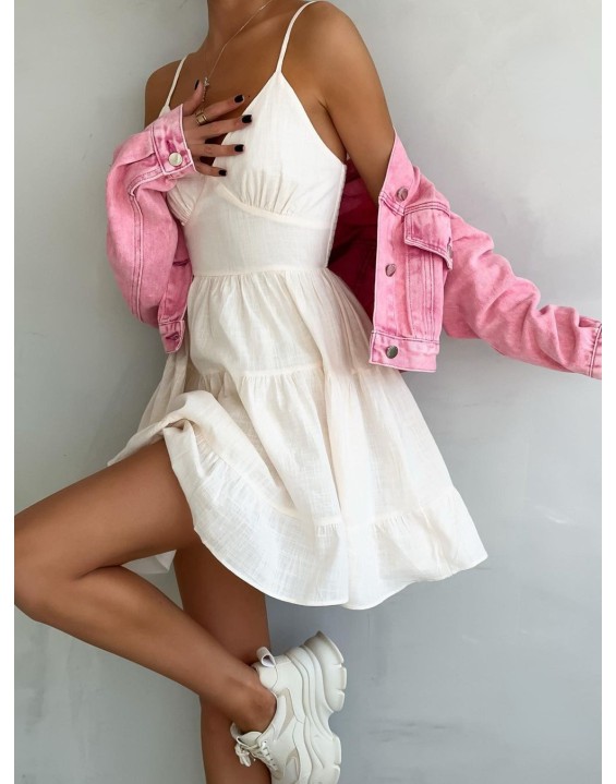 Linen Halter Dress Ou Summer Sleeveless Sexy Slim Back Range Spice Girl Halter Dresses