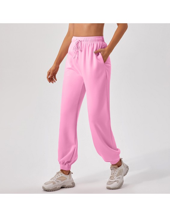 Autumn and winter high-waisted sweatpants women loose straight leg sports pants casual running with all out girt leg pants women