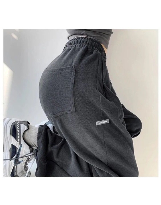 Loose sweatpants women's casual girdle pants autumn and winter gray high-waisted straight underpants