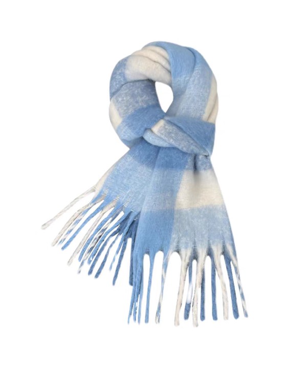 Imitation cashmere scarf women's new plaid student tassel shawl double-sided matching color collar