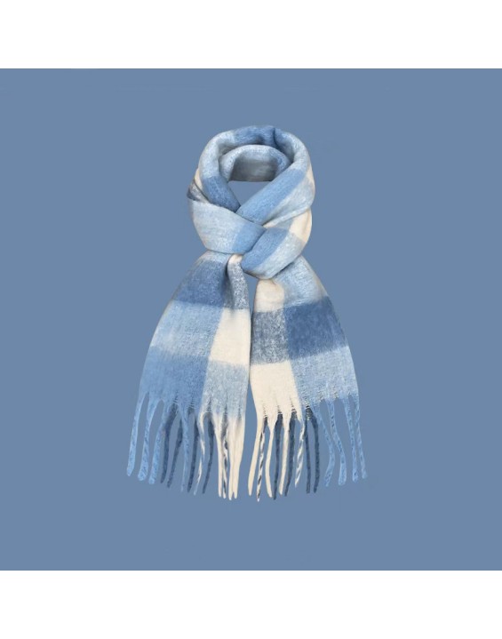 Imitation cashmere scarf women's new plaid student tassel shawl double-sided matching color collar